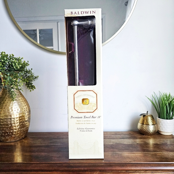 Baldwin Premium Towel Bar Edgewater Satin Nickel 18" Lifetime Guarantee - Picture 4 of 12